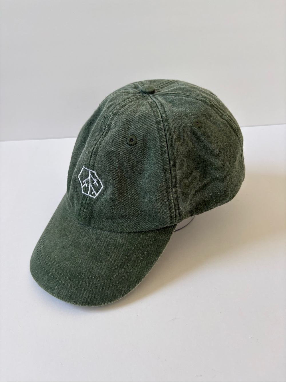 Adams Upscale Fashion Washed Green Baseball Dad Hat Cap White Embroidery Leather